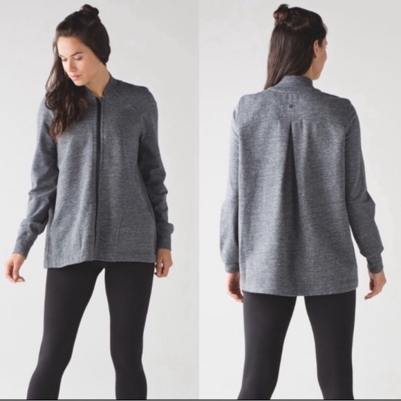 Lululemon Pleat to Street Bomber Coat Gray Pockets Back Pleat Jacket Sz 4 - Picture 1 of 10